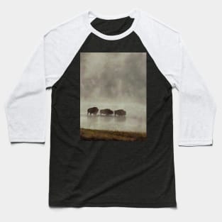 Bison in the Mist Baseball T-Shirt